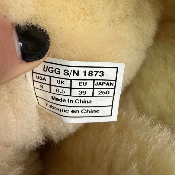 UGG Women's Beige Sheepskin Button Boots - Picture 7 of 7